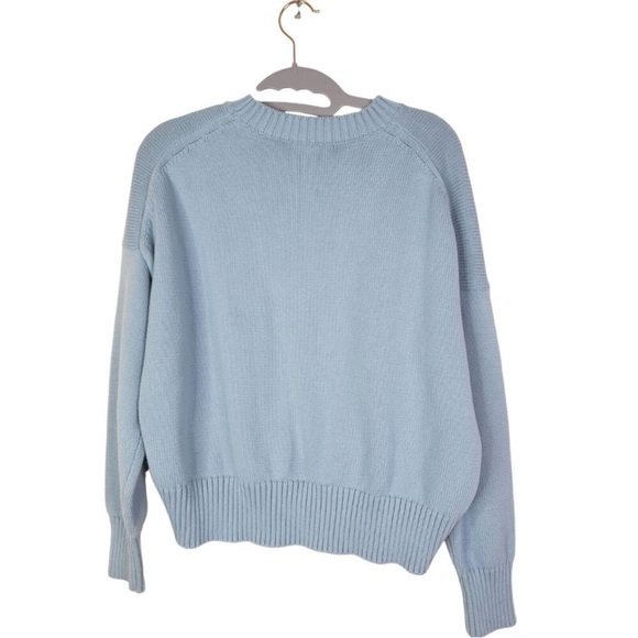 QUINCE Sweater Womens XS Sky Blue 100% Organic Cotton Boyfriend Crew Sweater - Picture 6 of 11